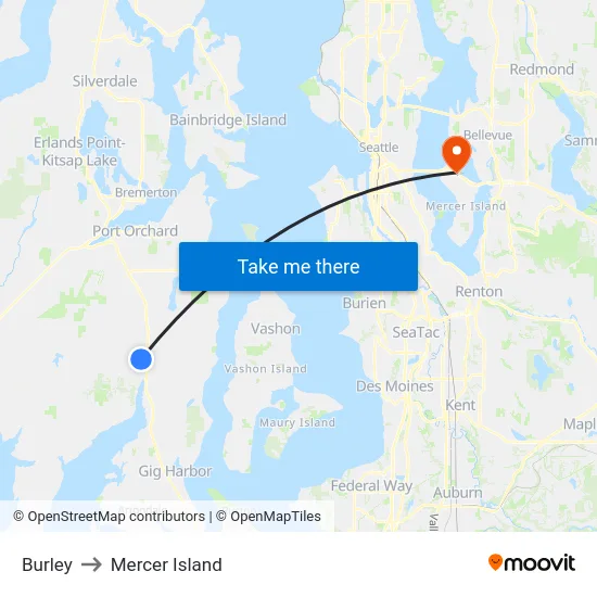 Burley to Mercer Island map