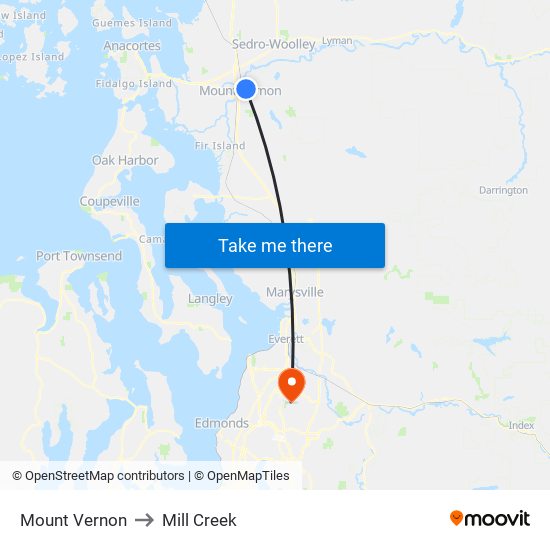 Mount Vernon to Mill Creek map