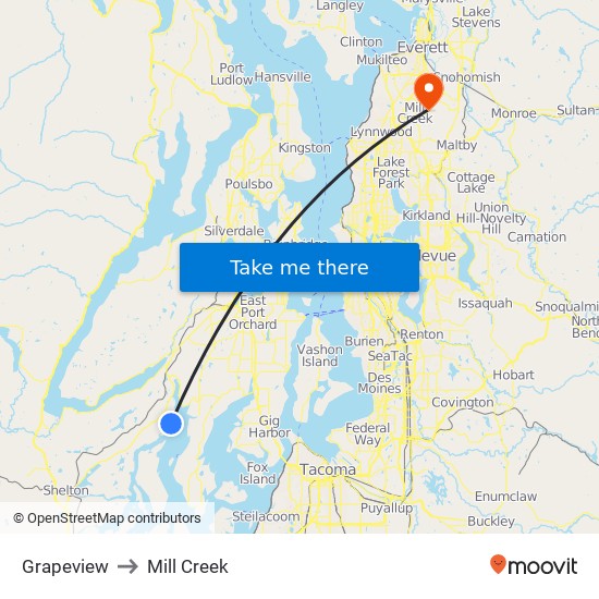 Grapeview to Mill Creek map