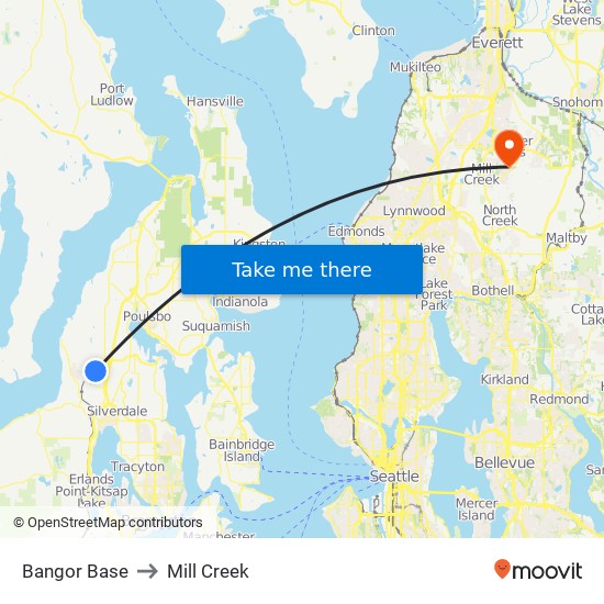 Bangor Base to Mill Creek map