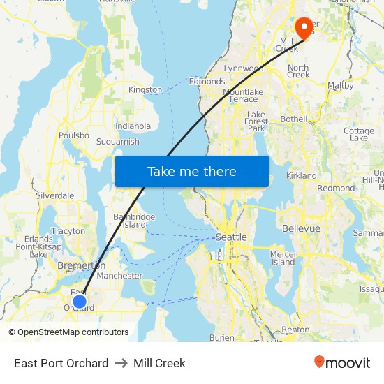 East Port Orchard to Mill Creek map