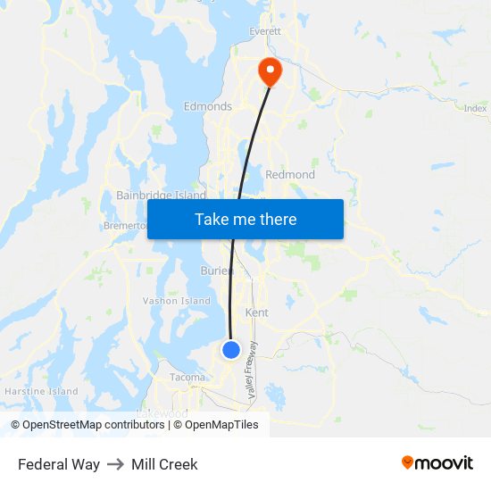 Federal Way to Mill Creek with public transportation