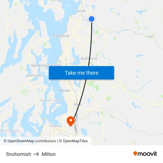 Snohomish to Milton map
