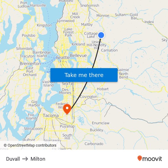 Duvall to Milton map