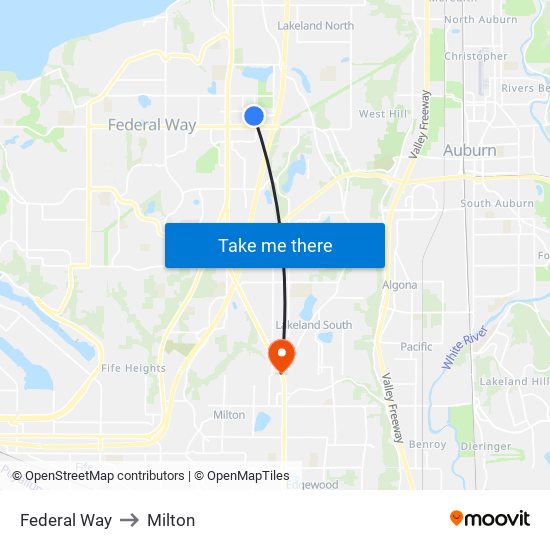 Federal Way to Milton map