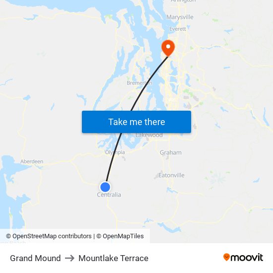 Grand Mound to Mountlake Terrace map