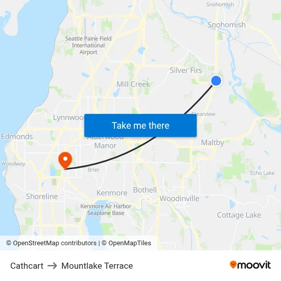 Cathcart to Mountlake Terrace map