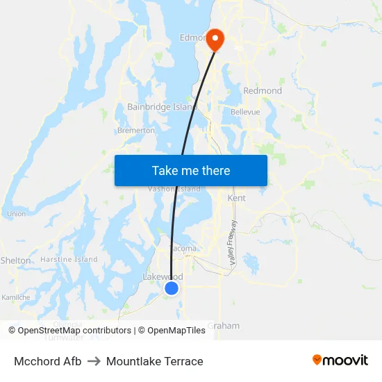 Mcchord Afb to Mountlake Terrace map