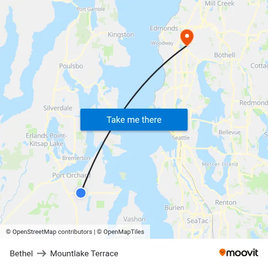 Bethel to Mountlake Terrace map