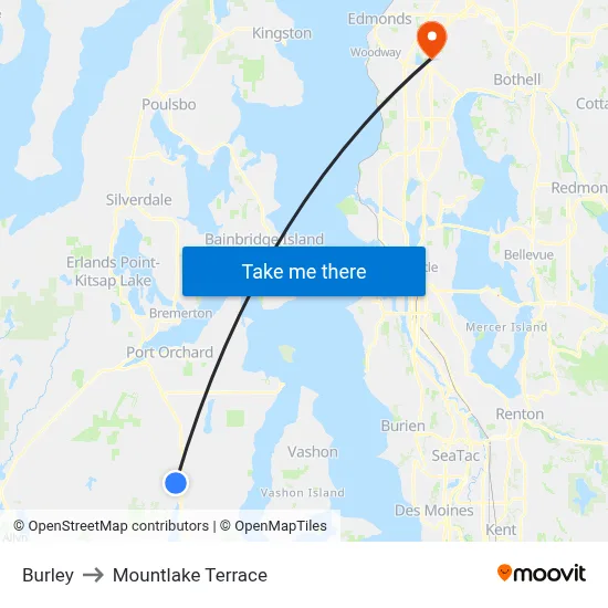 Burley to Mountlake Terrace map