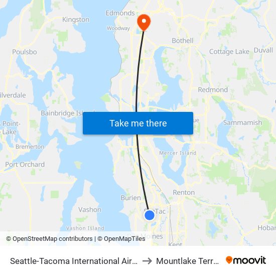 Seattle-Tacoma International Airport to Mountlake Terrace map