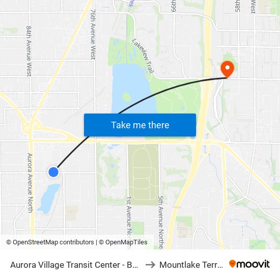 Aurora Village Transit Center - Bay 10 to Mountlake Terrace map