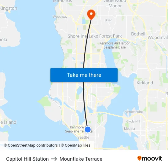 Capitol Hill Station to Mountlake Terrace map