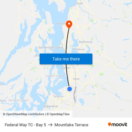 Federal Way TC - Bay 5 to Mountlake Terrace map