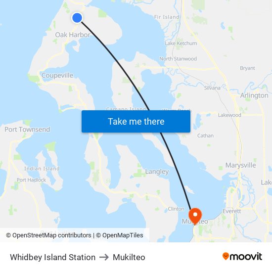Whidbey Island Station to Mukilteo map