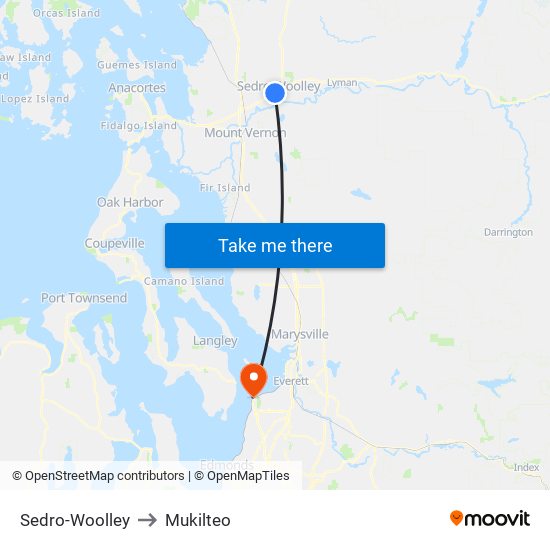 Sedro-Woolley to Mukilteo map