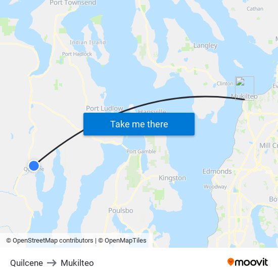 Quilcene to Mukilteo map