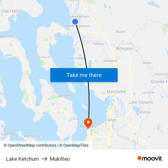 Lake Ketchum to Mukilteo map