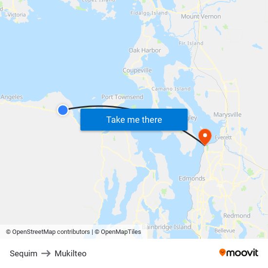 Sequim to Mukilteo map