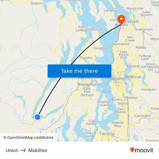 Union to Mukilteo map