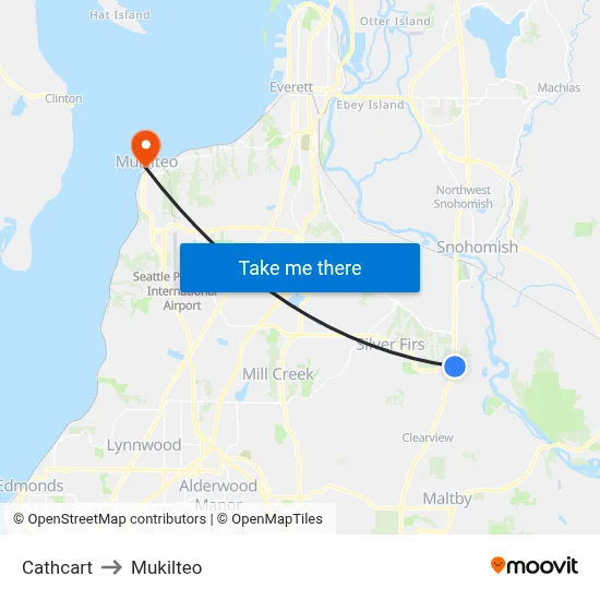 Cathcart to Mukilteo map