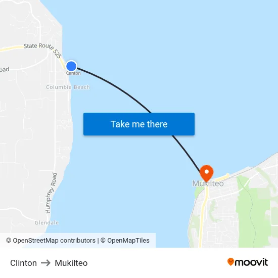 Clinton to Mukilteo map