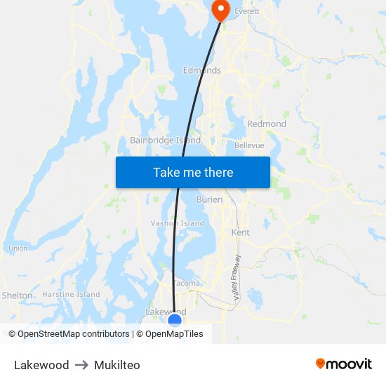 Lakewood to Mukilteo map