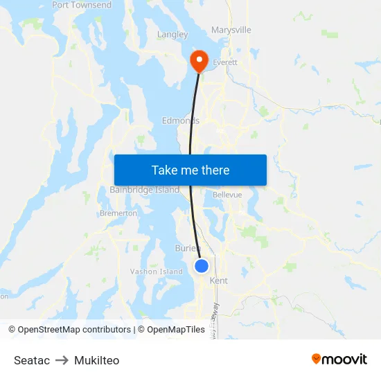 Seatac to Mukilteo map