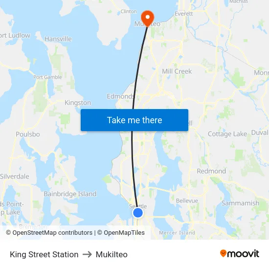 King Street Station to Mukilteo map