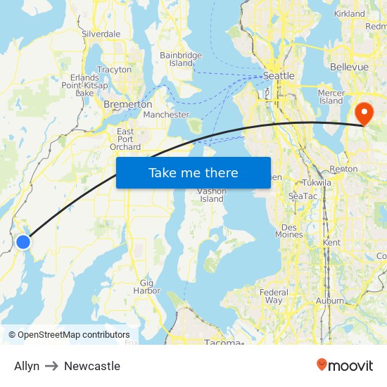 Allyn to Newcastle map