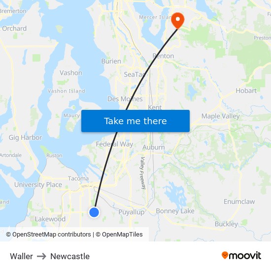 Waller to Newcastle map