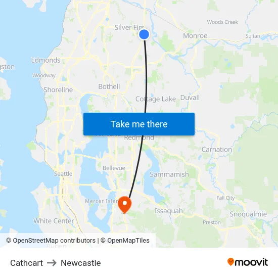 Cathcart to Newcastle map
