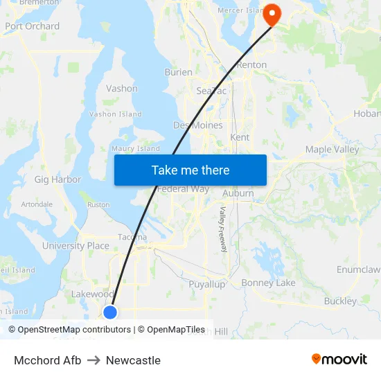 Mcchord Afb to Newcastle map