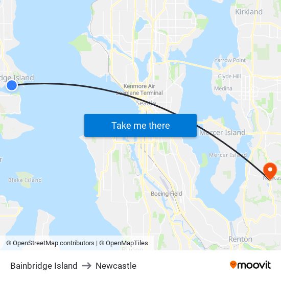 Bainbridge Island to Newcastle map