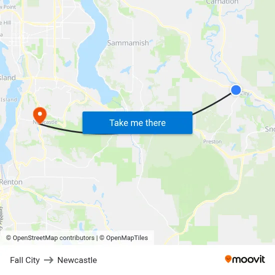 Fall City to Newcastle map