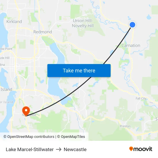 Lake Marcel-Stillwater to Newcastle map
