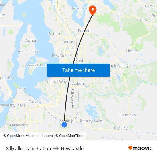 Sillyville Train Station to Newcastle map