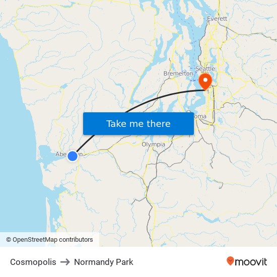 Cosmopolis to Normandy Park map