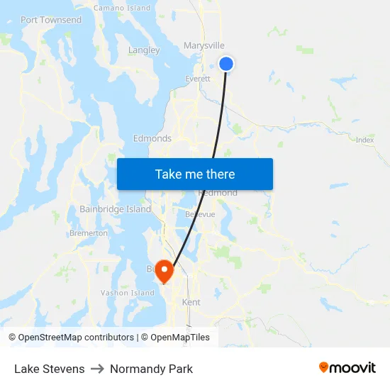 Lake Stevens to Normandy Park map