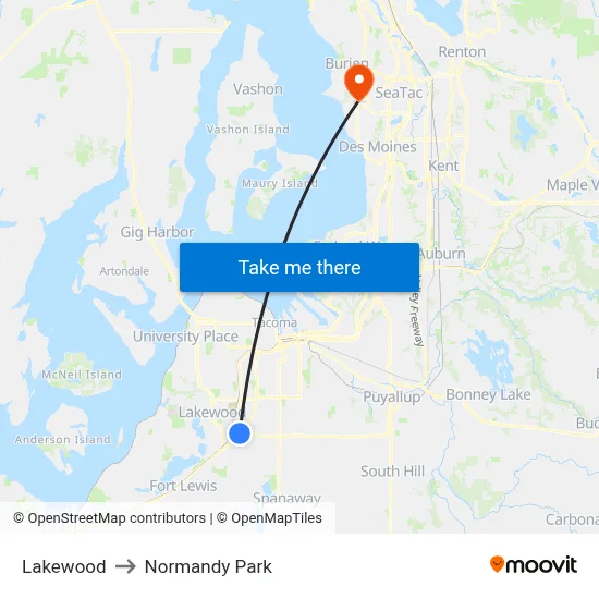 Lakewood to Normandy Park map