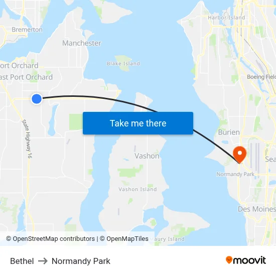 Bethel to Normandy Park map
