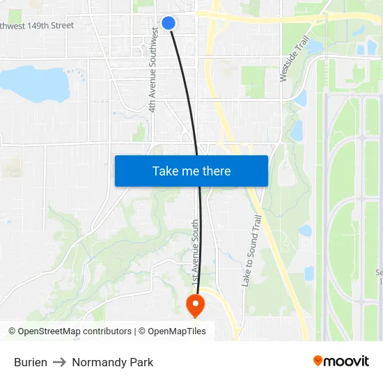 Burien to Normandy Park map