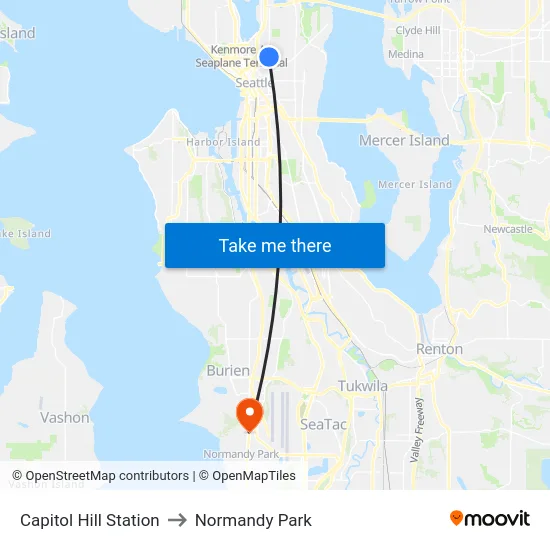 Capitol Hill Station to Normandy Park map