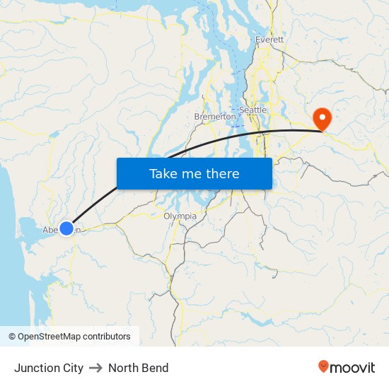 Junction City to North Bend map