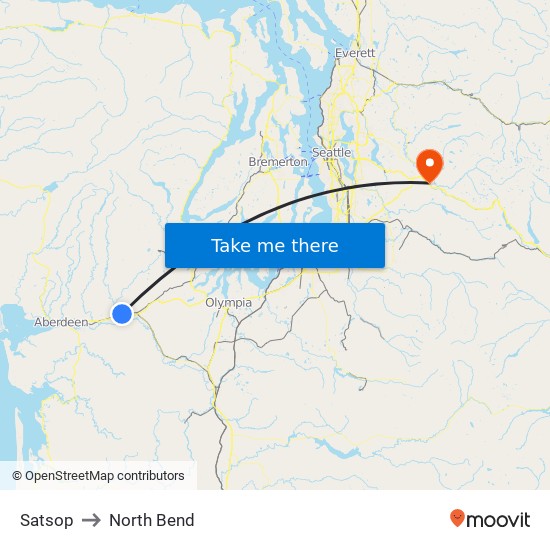 Satsop to North Bend map