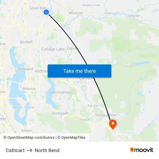 Cathcart to North Bend map