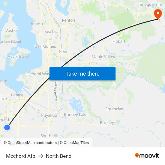 Mcchord Afb to North Bend map