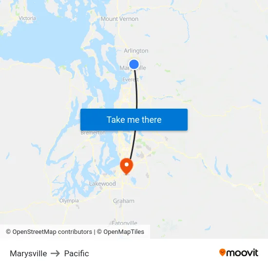 Marysville to Pacific map