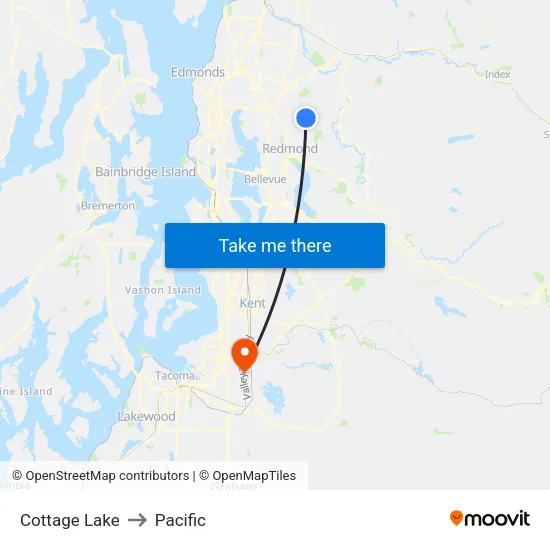 Cottage Lake to Pacific map
