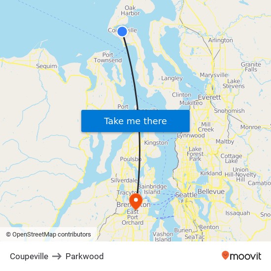 Coupeville to Parkwood map